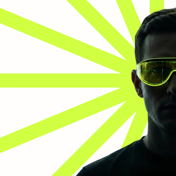 A person wearing SatoriCore augmented-reality glasses